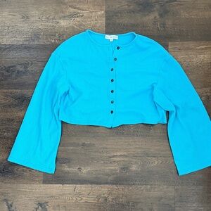 All the ways Blue Button-Up Cropped Cardigan
